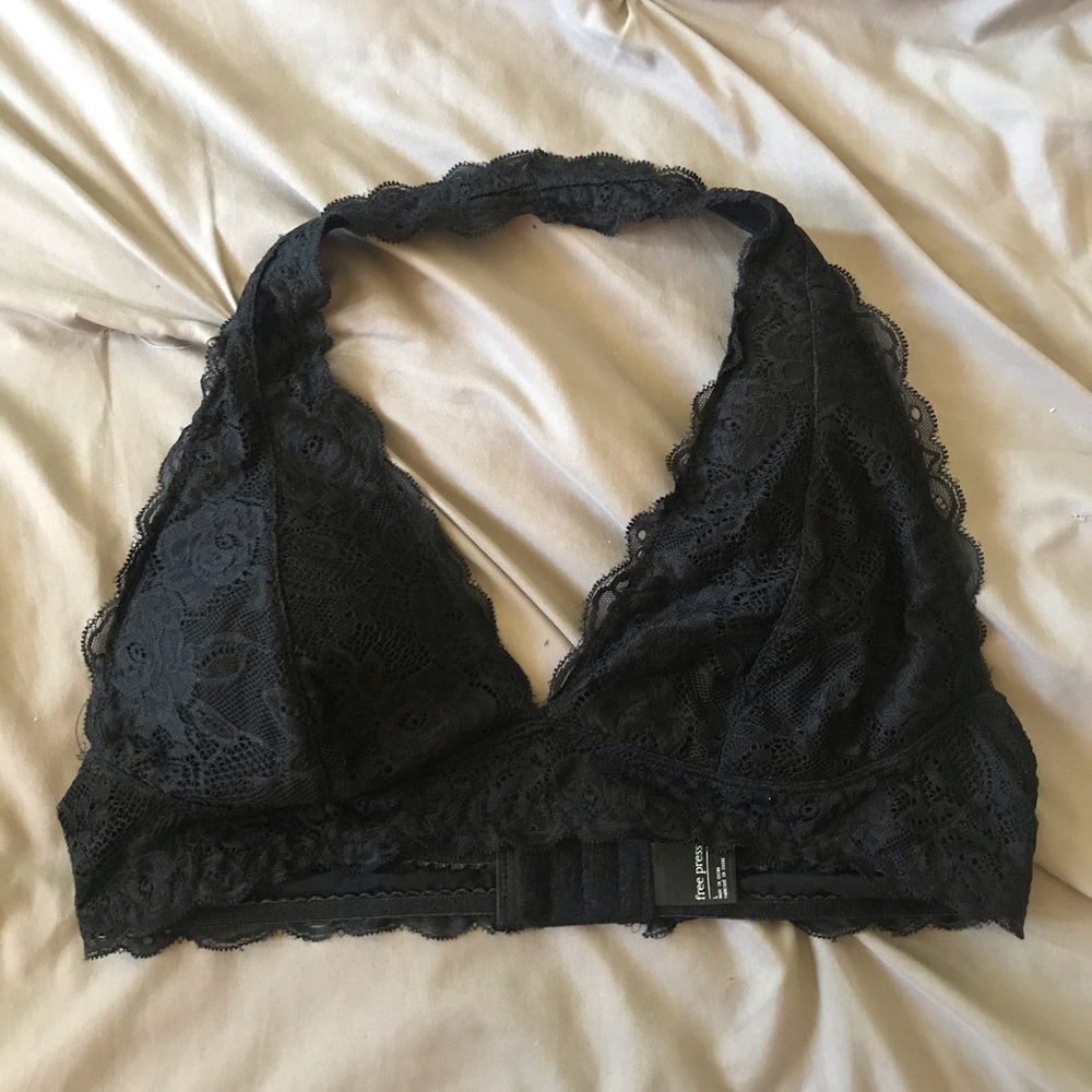Black lace halter bralette